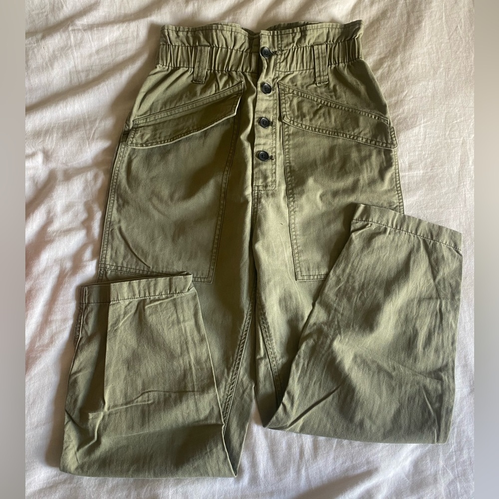 BDG Urban Outfitters high waisted paper bag cargo pants olive Green